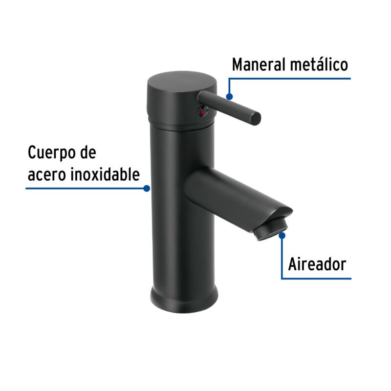 TBM-46MFC1.jpg Código: 47792 Monomando corto negro para lavabo, Foset Tubig TBM-46M