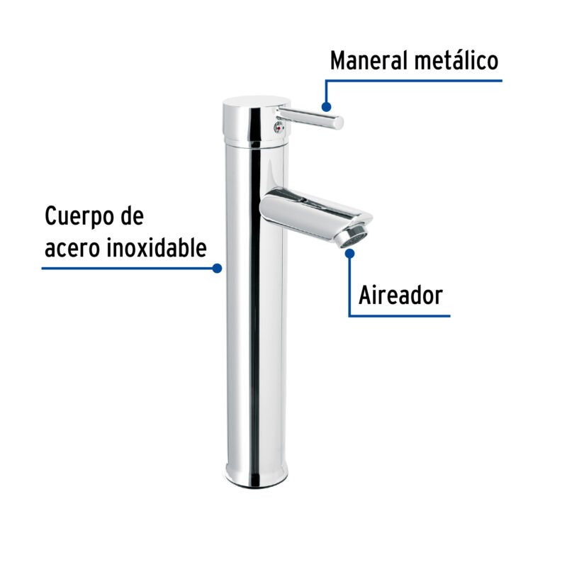 Código: 47793 Monomando alto cromo para lavabo, Foset Tubig TBM-47