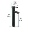 Código: 47795 Monomando alto negro para lavabo, Foset Tubig TBM-47M