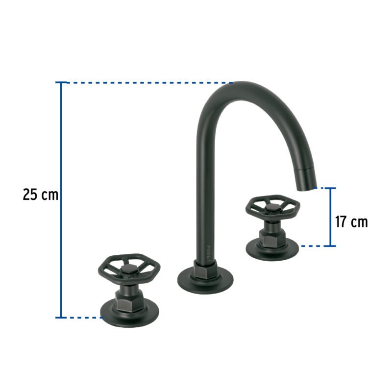 Código: 46761 Mezcladora p/lavabo,taladros separados,redondos,negro,Tubig TBM-91M