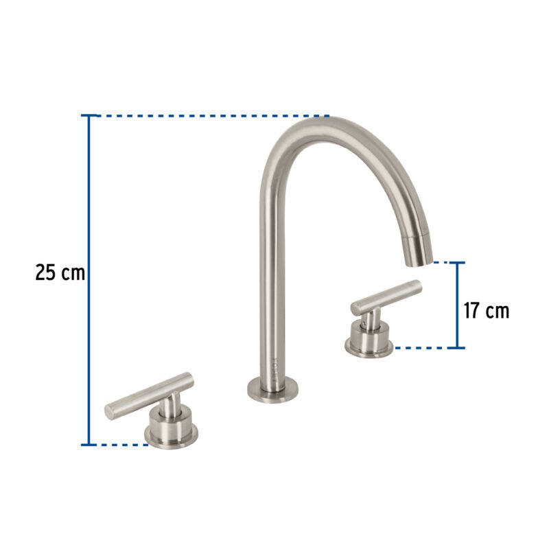 TBM-92NFC2.jpg Código: 46757 Mezcladora p/lavabo,taladros separados,palanca,satín,Tubig TBM-92N
