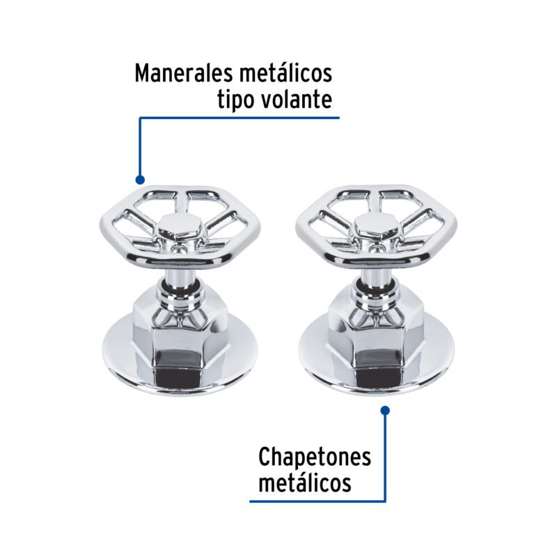 Código: 46878 Juego de 2 manerales para regadera, volante, cromo, Tubig TBMR-61