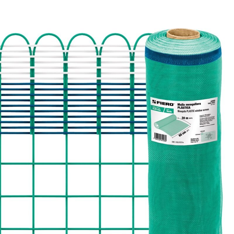 TEMO-06PV.jpg Código: 44950 Rollo de 30 m x 0.6 m de malla mosquitera plástica verde TEMO-06PV
