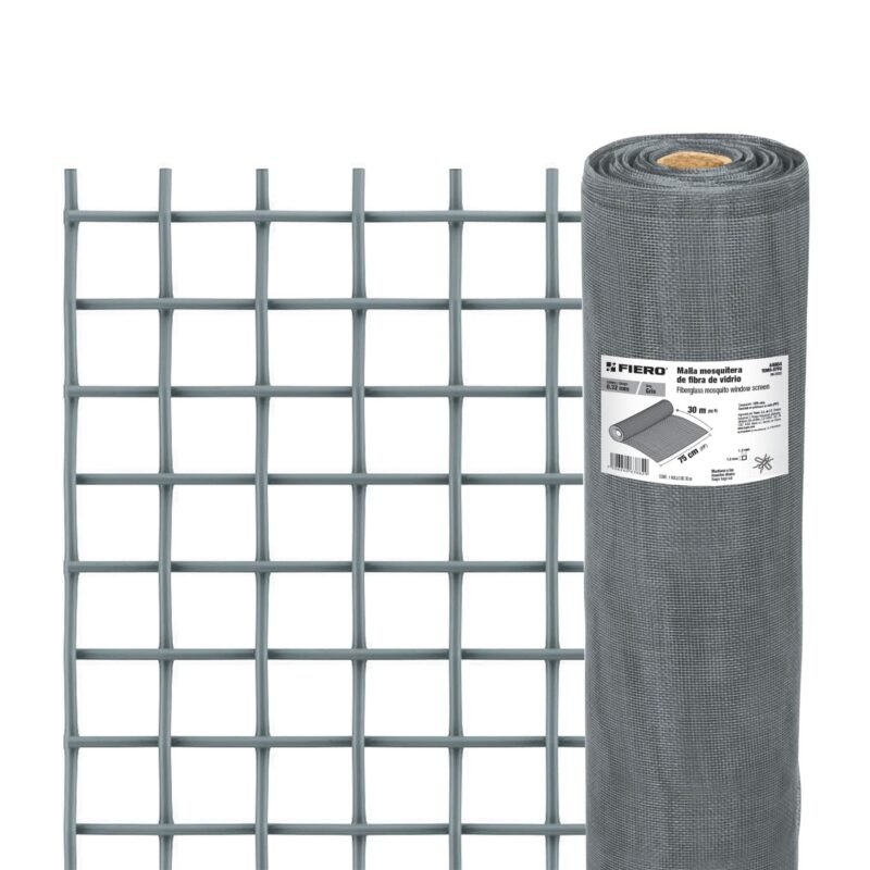 TEMO-07FG.jpg Código: 44964 Rollo de 30 m x 0.75 m malla mosquitera fibra de vidrio gris TEMO-07FG