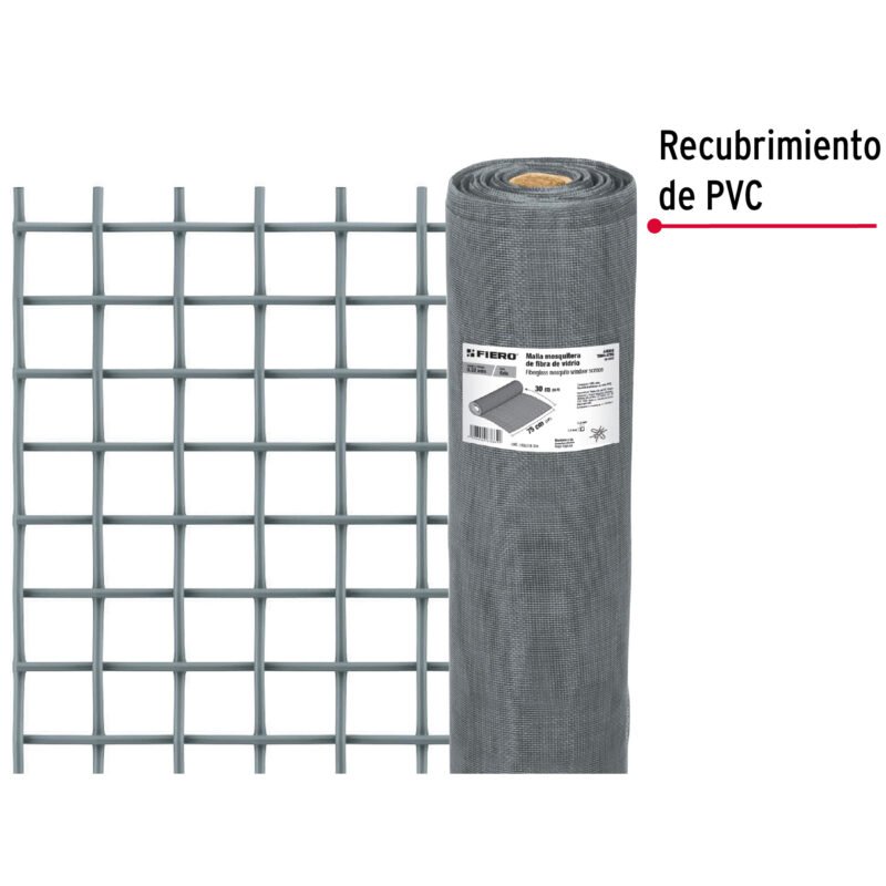 TEMO-07FGFC2.jpg Código: 44964 Rollo de 30 m x 0.75 m malla mosquitera fibra de vidrio gris TEMO-07FG