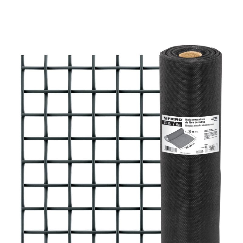 Código: 44993 Rollo de 30 m x 0.75m malla mosquitera fibra de vidrio negra TEMO-07FN