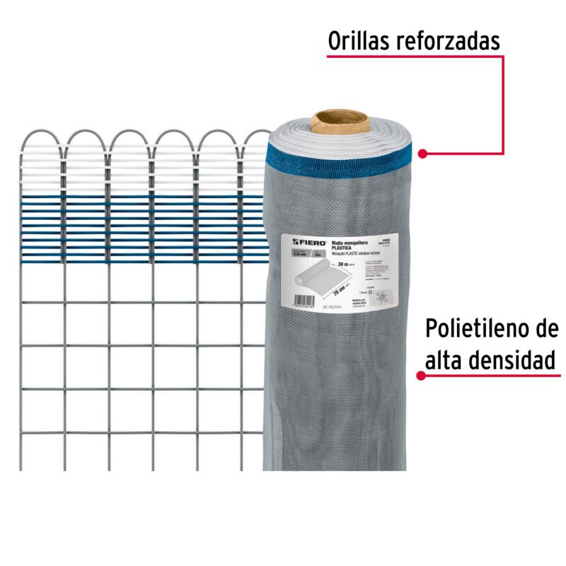 TEMO-07PGFC2.jpg Código: 44958 Rollo de 30 m x 0.75 m de malla mosquitera plástica gris TEMO-07PG