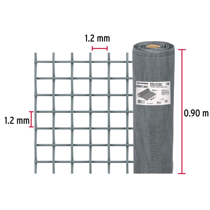 TEMO-09FGFC1.jpg Código: 44965 Rollo de 30 m x 0.9 m malla mosquitera fibra de vidrio gris TEMO-09FG