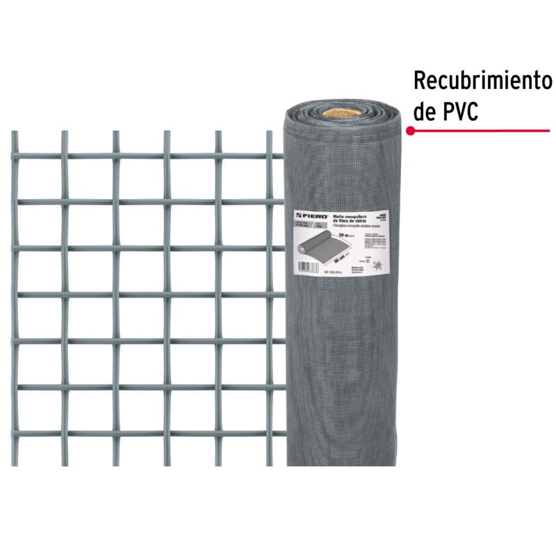 TEMO-09FGFC2.jpg Código: 44965 Rollo de 30 m x 0.9 m malla mosquitera fibra de vidrio gris TEMO-09FG