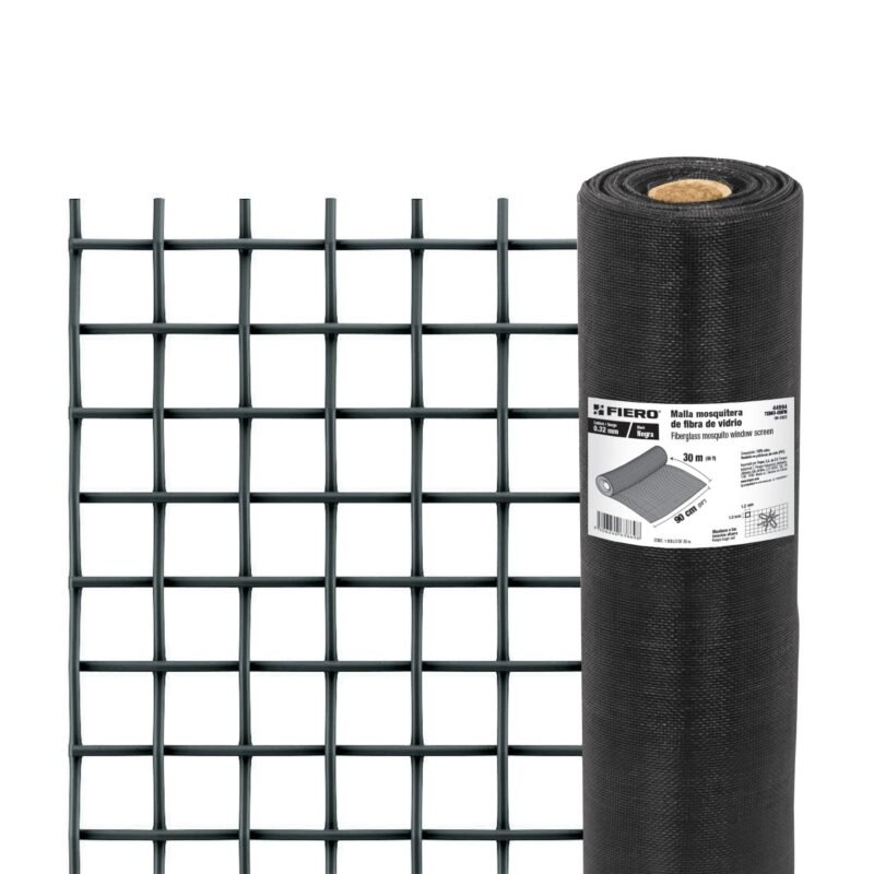 TEMO-09FN.jpg Código: 44994 Rollo de 30 m x 0.9 m malla mosquitera fibra de vidrio negra TEMO-09FN