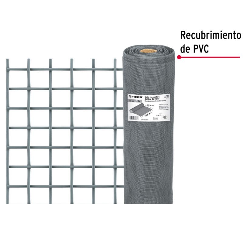 TEMO-10FGFC2.jpg Código: 44981 Rollo de 30 m x 1.05 m malla mosquitera fibra de vidrio gris TEMO-10FG