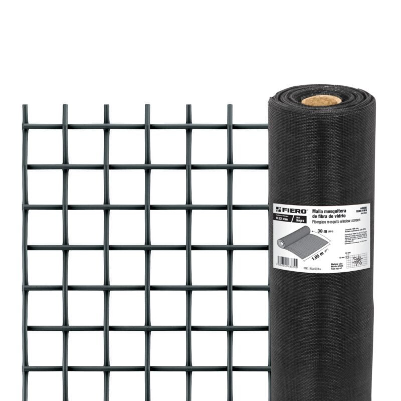 TEMO-10FN.jpg Código: 44995 Rollo de 30 m x 1.05m malla mosquitera fibra de vidrio negra TEMO-10FN