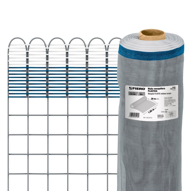 TEMO-10PG.jpg Código: 44960 Rollo de 30 m x 1.05 m de malla mosquitera plástica gris TEMO-10PG