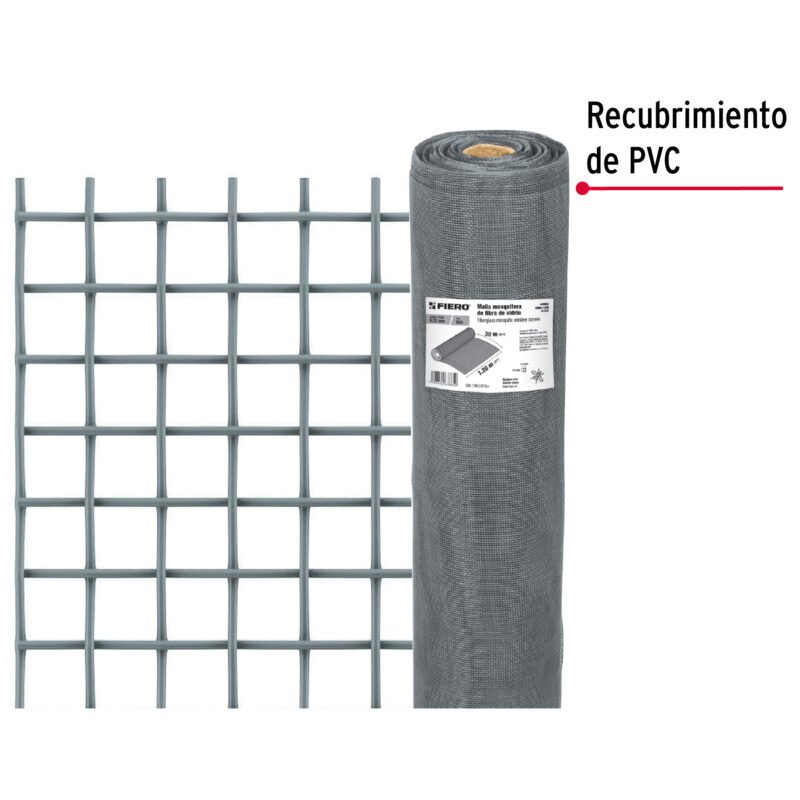 TEMO-12FGFC2.jpg Código: 44982 Rollo de 30 m x 1.2 m malla mosquitera fibra de vidrio gris TEMO-12FG
