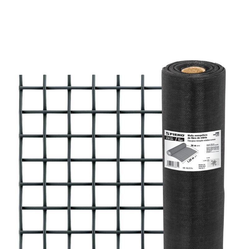 TEMO-12FN.jpg Código: 44996 Rollo de 30 m x 1.2 m malla mosquitera fibra de vidrio negra TEMO-12FN