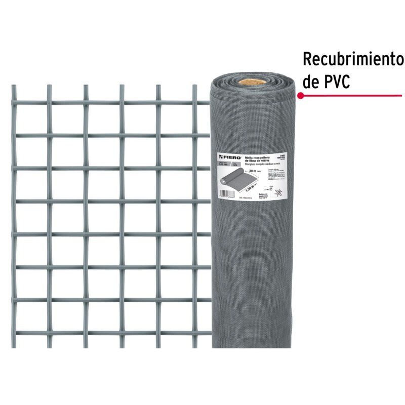 TEMO-15FGFC2.jpg Código: 44983 Rollo de 30 m x 1.5 m malla mosquitera fibra de vidrio gris TEMO-15FG