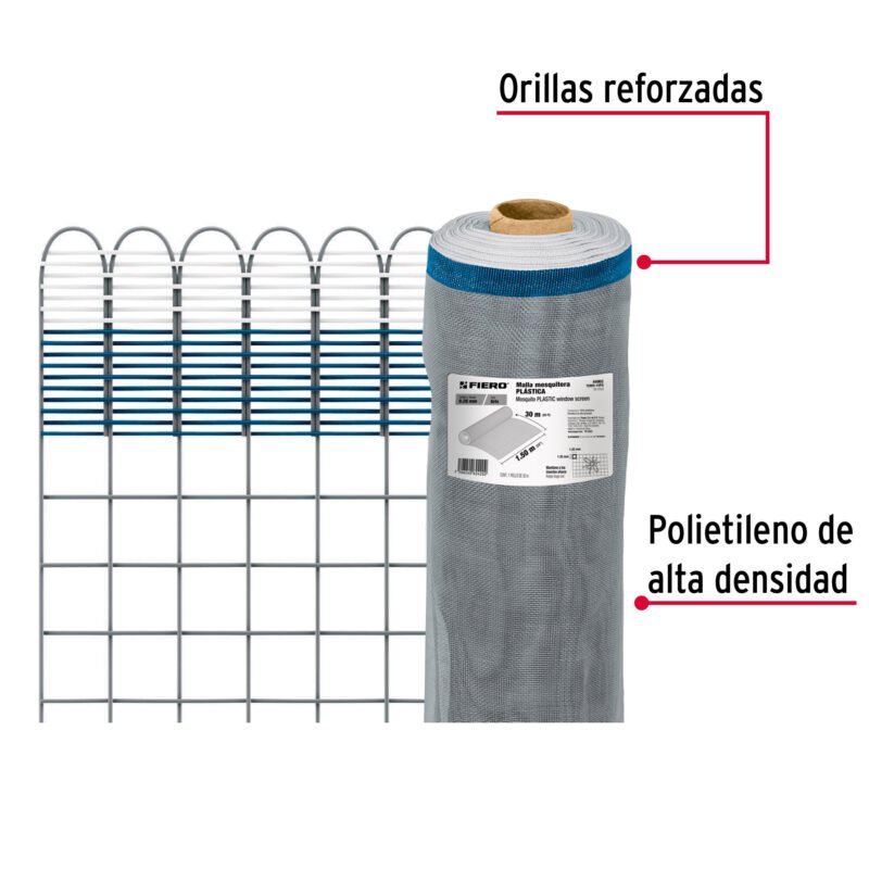 TEMO-15PGFC2.jpg Código: 44962 Rollo de 30 m x 1.5 m de malla mosquitera plástica gris TEMO-15PG