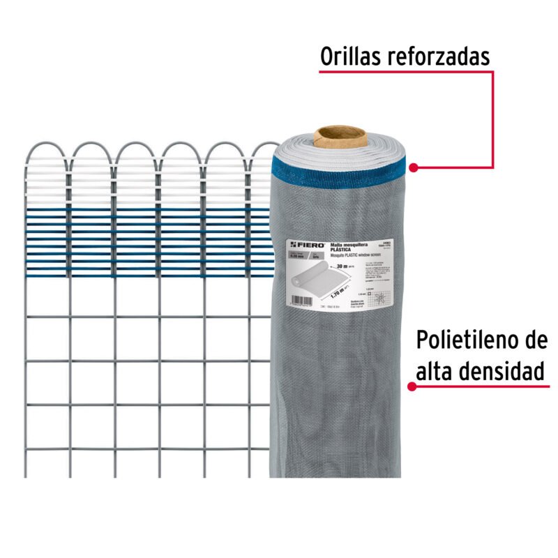 TEMO-17PGFC2.jpg Código: 44963 Rollo de 30 m x 1.7 m de malla mosquitera plástica gris TEMO-17PG