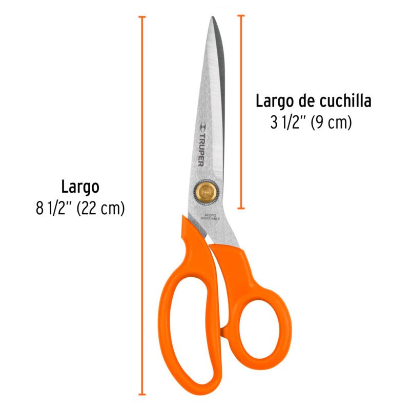 Código: 18494 Tijera 8-1/2' de acero inoxidable para costura, TRUPER TICO-8