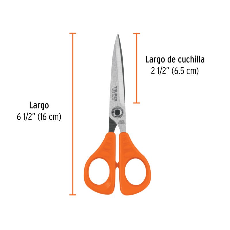 Código: 18498 Tijera 6-1/2' de acero inoxidable para oficina, TRUPER TIOF-6