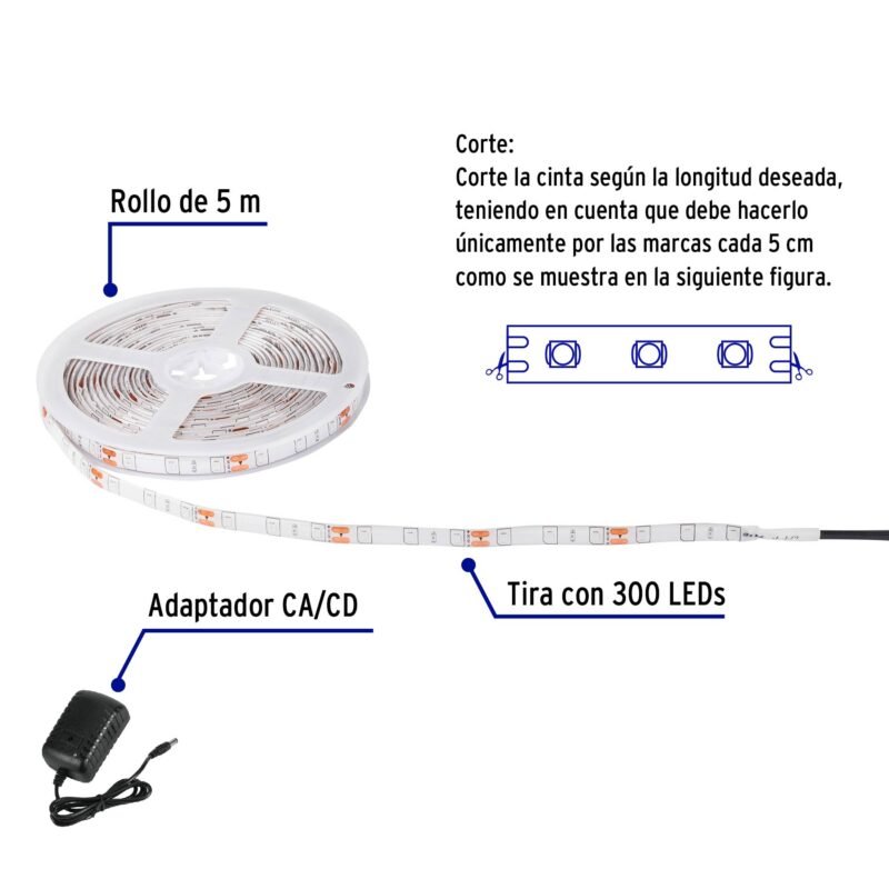 TIR-005LFC2.jpg Código: 44028 Tira de LED de 5 m 16 W para interior y exterior, verde TIR-005L