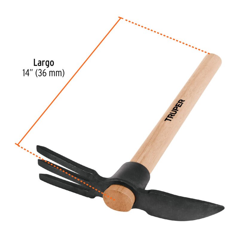 TJA-1FC2.jpg Código: 19647 Rastrillo-pico, mango de madera 14', Truper TJA-1