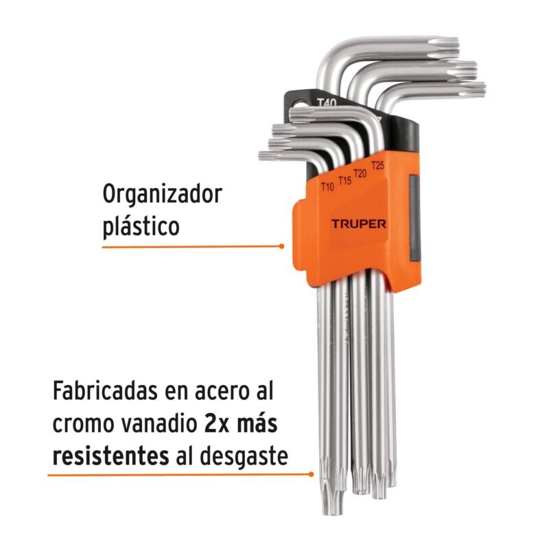 TORX-7LFC1.jpg Código: 15553 Juego de 7 llaves torx largas con organizador abatible TORX-7L