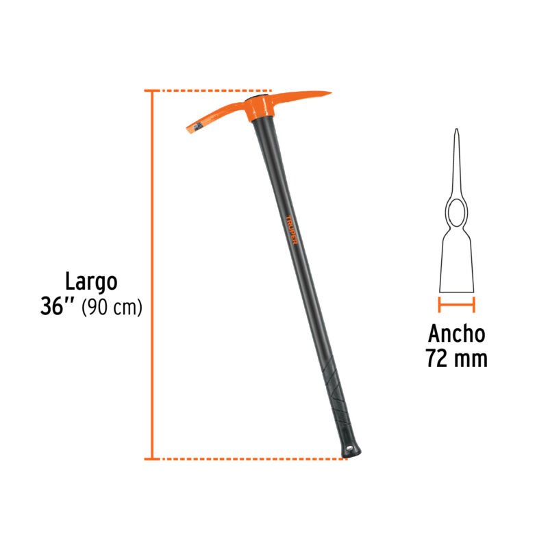 Código: 18631 Talacho-pico 2.5 lb, mango fibra de vidrio 36', Truper TP-2.5M