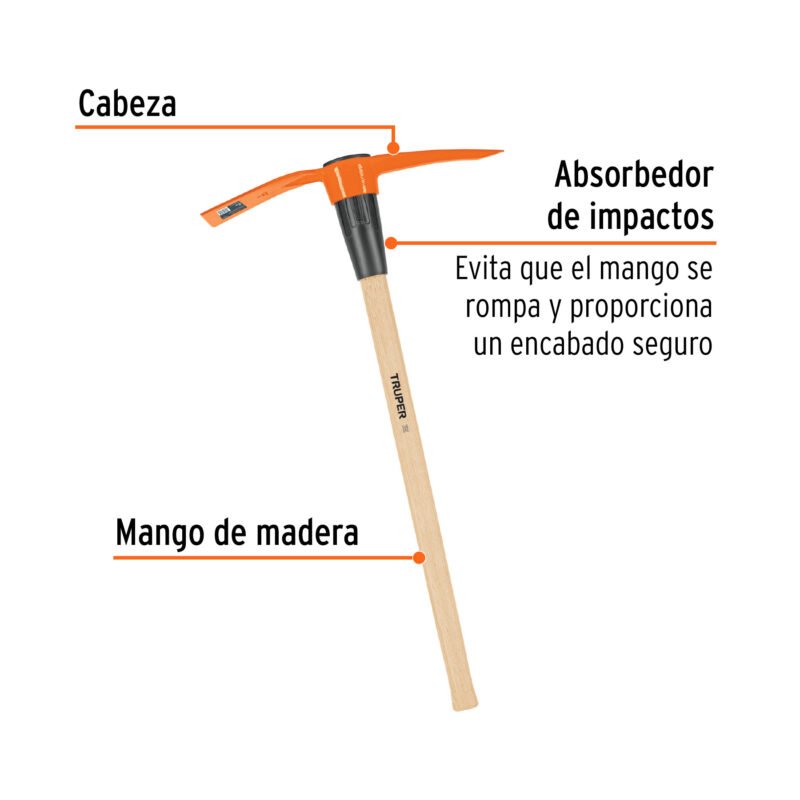 TP-5MMFC1.jpg Código: 102966 Talacho-pico 5 lb, mango de madera 36', Truper TP-5MM