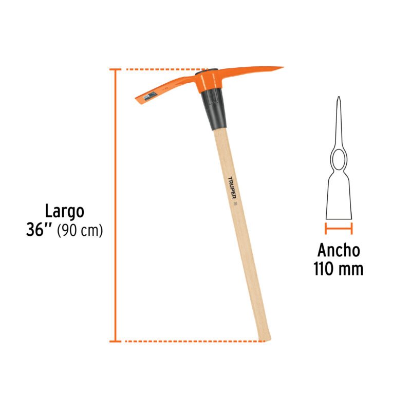 TP-5MMFC2.jpg Código: 102966 Talacho-pico 5 lb, mango de madera 36', Truper TP-5MM