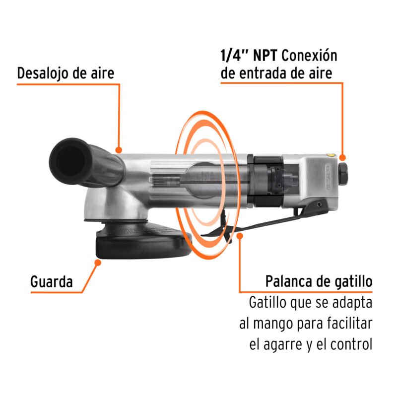 TPN-875FC1.jpg Código: 101072 Esmeriladora angular neumática 4-1/2', Truper TPN-875