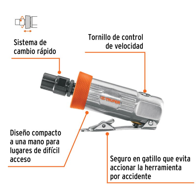 TPN-876-2FC1.jpg Código: 11188 Rectificador neumático 1/4' recto, Truper TPN-876-2