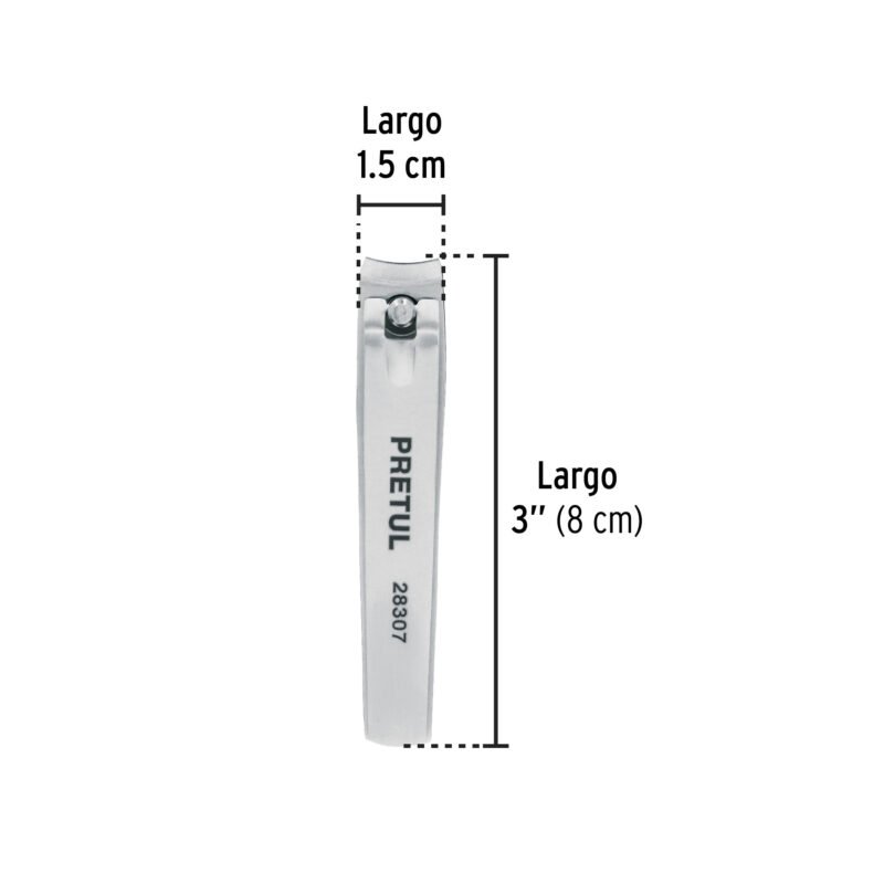 Código: 28307 Cortaúñas 3' acero inoxidable, PRETUL UNA-530P