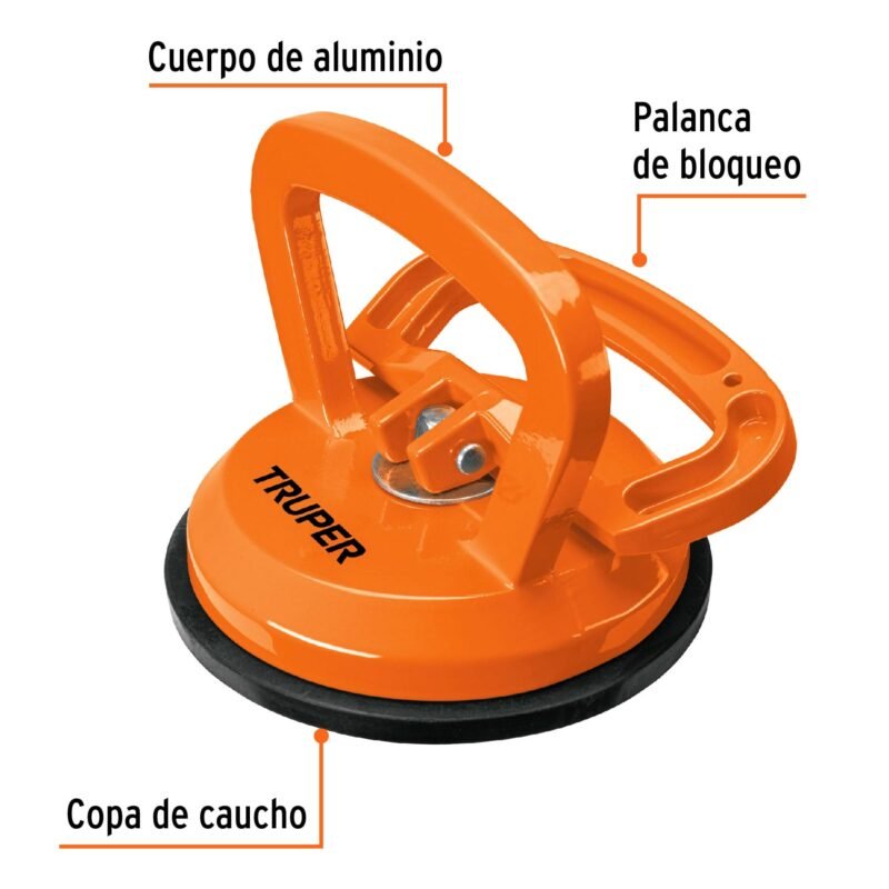 VEVI-1AFC1.jpg Código: 100760 Ventosa de aluminio para vidrio, 1 copa de succión, Truper VEVI-1A