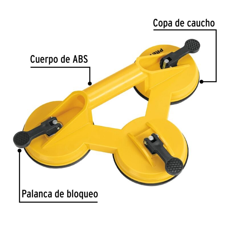 VEVI-3FC1.jpg Código: 28028 Ventosa de plástico para vidrio, 3 copas de succión, Pretul VEVI-3