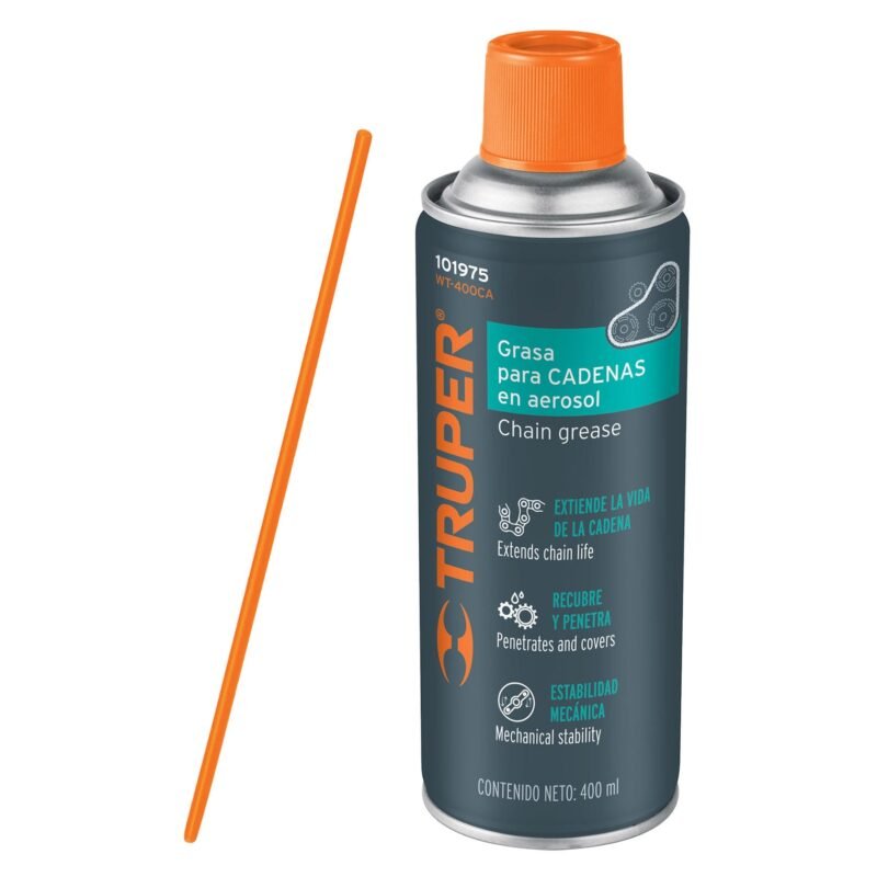 WT-400CA.jpg Código: 101975 Lubricante de cadenas en aerosol 400 ml, Truper WT-400CA