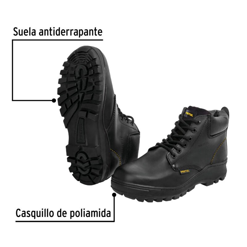 Código: 25992 Bota de seguridad negra, #27, casquillo de poliamida, PRETUL ZC-027N