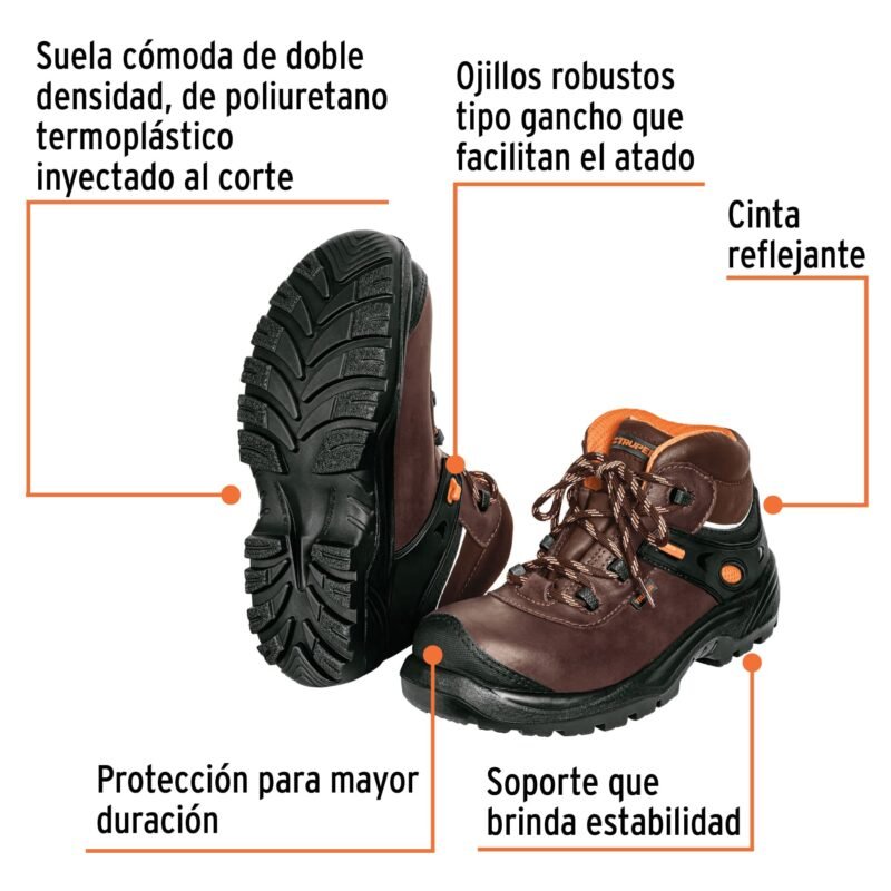 ZC-426CFC1.jpg Código: 15472 Bota de seguridad café, #26 dieléctrica antifatiga, Truper ZC-426C