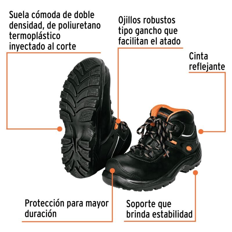 ZC-426NFC1.jpg Código: 15493 Bota de seguridad negra, #26 dieléctrica antifatiga, Truper ZC-426N