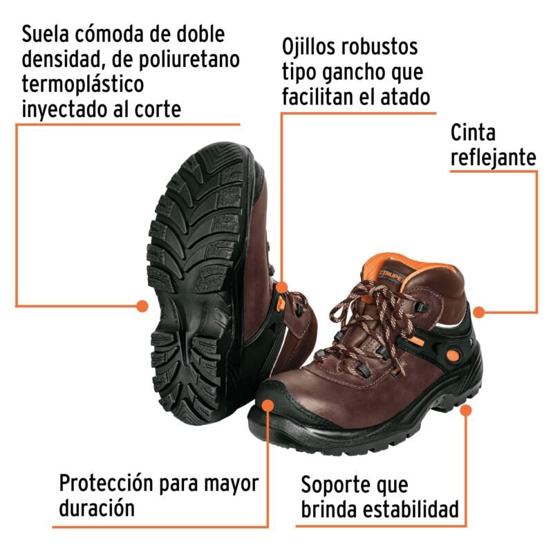 ZC-429CFC1.jpg Código: 15475 Bota de seguridad café, #29 dieléctrica antifatiga, Truper ZC-429C