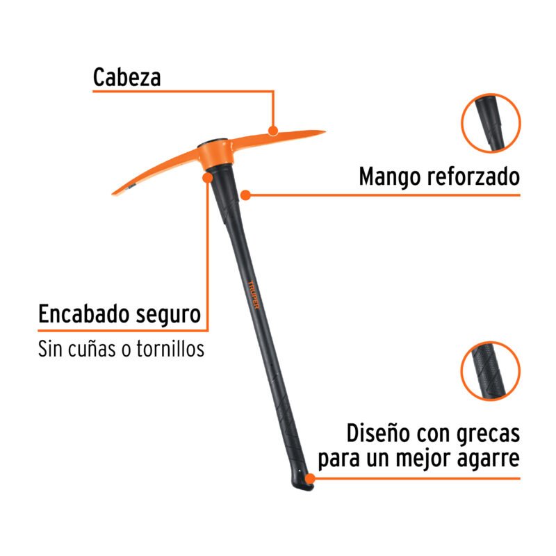 ZP-6MFC1.jpg Código: 102451 Zapapico 6 lb, mango fibra de vidrio 36', Truper ZP-6M