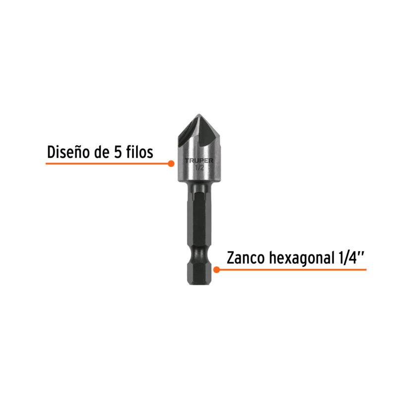 Código: 102380 Avellanador HSS cambio rápido 1/2', Truper AV-1-2