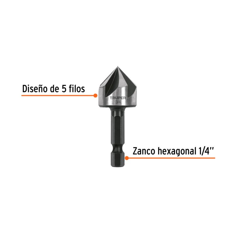 Código: 102382 Avellanador HSS cambio rápido 3/4', Truper AV-3-4