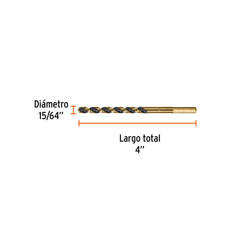 BAV-15-64FC2.jpg Código: 11132 Broca HSS 15/64' Trugold para metal, Truper Expert BAV-15-64