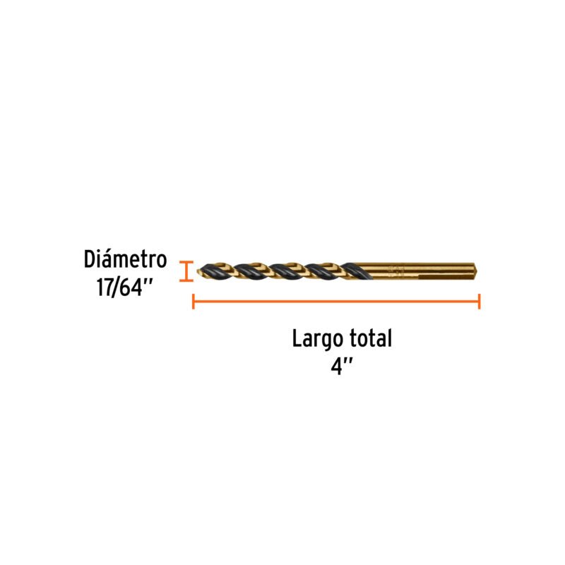BAV-17-64FC2.jpg Código: 11136 Broca HSS 17/64' Trugold para metal, Truper Expert BAV-17-64