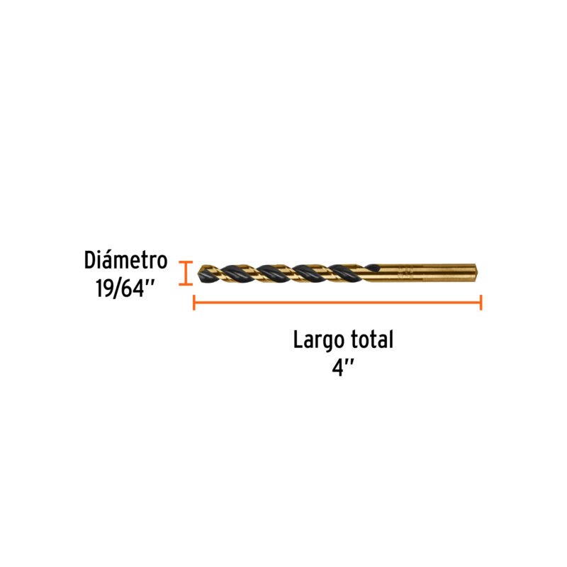 BAV-19-64FC2.jpg Código: 11140 Broca HSS 19/64' Trugold para metal, Truper Expert BAV-19-64