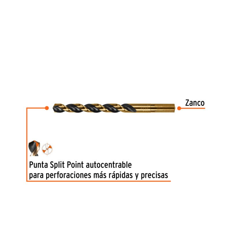 BAV-25-64FC1.jpg Código: 11152 Broca HSS 25/64' Trugold para metal, Truper Expert BAV-25-64