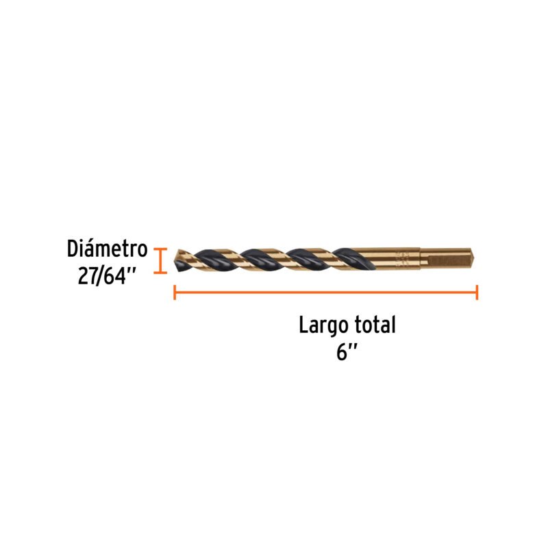 BAV-27-64FC2.jpg Código: 11156 Broca HSS 27/64' Trugold para metal, Truper Expert BAV-27-64