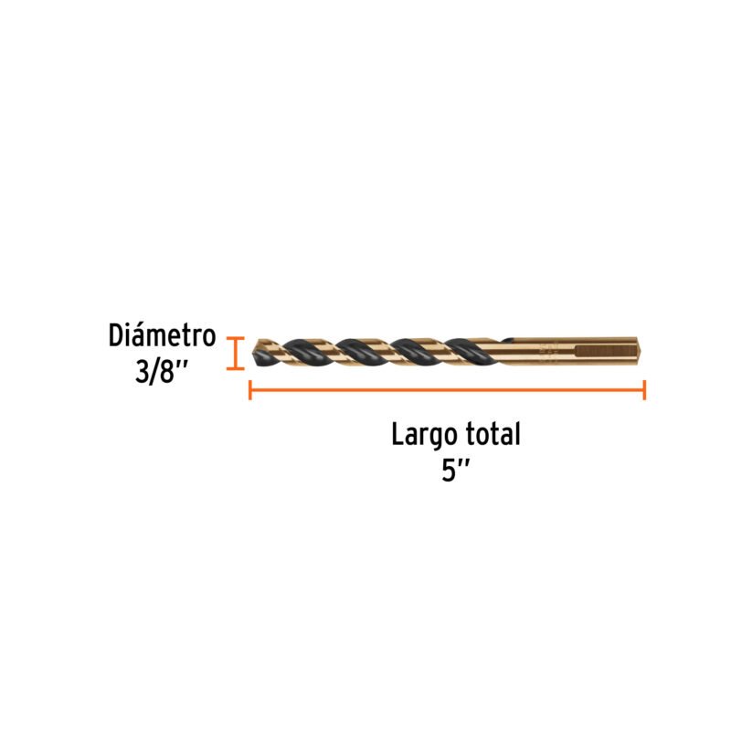 BAV-3-8FC2.jpg Código: 11150 Broca HSS 3/8' Trugold para metal, Truper Expert BAV-3-8