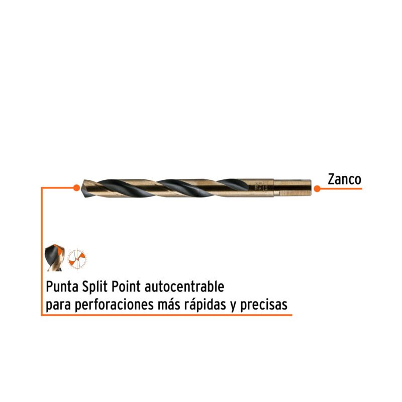 BAV-9-16FC1.jpg Código: 11168 Broca HSS 9/16' Trugold para metal, Truper Expert BAV-9-16